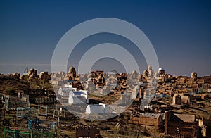 Panorama view to Mizdakhan cemetery, khodjeyli, Karakalpakstan, Uzbekistan