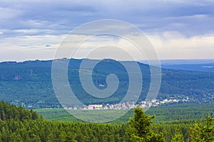 Panorama view to mountain landscape of Wurmberg Braunlage Harz Germany
