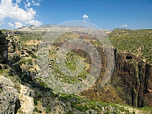 Panorama view to plateau Dixam and gorge Wadi Dirhur, Socotra island, Yemen