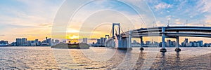 Panorama view of Tokyo skyline when sunset.