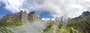 Panorama view of Tre-la-Tete glacier in French Alps