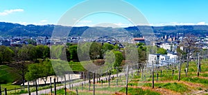 Panorama view Trier, with Amphitheatre, electoral palace and cathedral