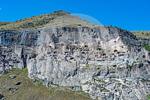 Panorama view of Vardzia caves in Georgia