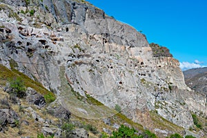 Panorama view of Vardzia caves in Georgia