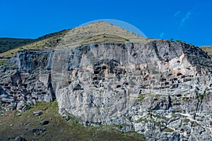 Panorama view of Vardzia caves in Georgia