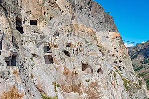 Panorama view of Vardzia caves in Georgia