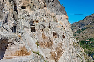 Panorama view of Vardzia caves in Georgia