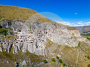 Panorama view of Vardzia caves in Georgia