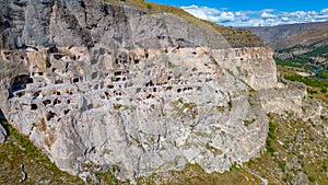 Panorama view of Vardzia caves in Georgia