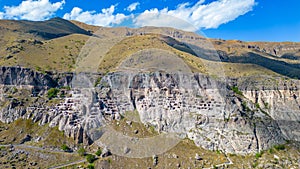 Panorama view of Vardzia caves in Georgia