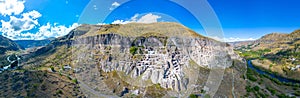 Panorama view of Vardzia caves in Georgia