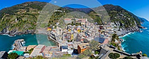 Panorama view of Vernazza one of Cinque Terre in the province of