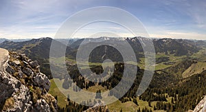 Panorama view of Wendelstein mountain, Mangfall, in Bavaria, Germany