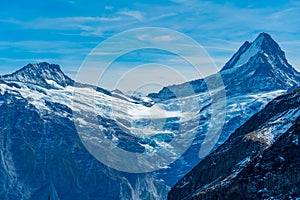 Panorama view of Wetterhorn mountain in Switzerland