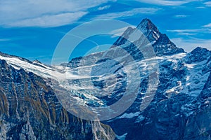 Panorama view of Wetterhorn mountain in Switzerland