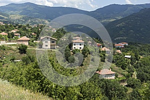 Panorama with village of Gega and Ograzhden Mountain, Blagoevgrad Region, Bulgaria photo