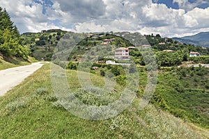 Panorama with village of Gega and Ograzhden Mountain, Blagoevgrad Region, Bulgaria photo