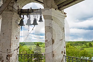 Panorama of the village of Mikhailovskoye from the bell tower of