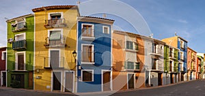 Panorama Villajoyosa multicolored houses, Spain