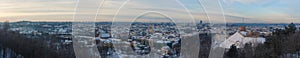 Panorama of Vilnius from a high point on the Hill of the Three Crosses on a winter morning. Lithuania