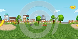 Panorama virtual reaility background of children playground in normal day