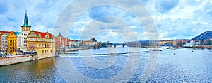 Panorama of Vltava River, Prague, Czech Republic