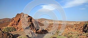 Panorama of volcanic desert.