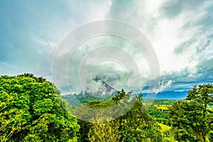 Panorama of volcano Arenal and view of beautiful nature of Costa Rica, La Fortuna, Costa Rica. Central America