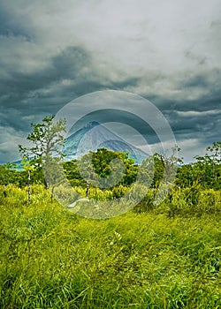 Panorama of volcano Arenal and view of beautiful nature of Costa Rica, La Fortuna, Costa Rica. Central America