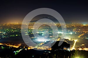 Panorama of volcano Vesuvio in the night