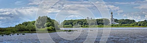 Panorama of the Volkhov river and Yuriev monastery in the vicinity of Novgorod