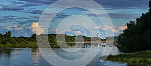 Panorama of the Volkhov river and Yuriev monastery in the vicinity of Novgorod