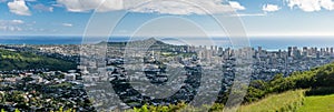 Panorama of Waikiki and Honolulu from Tantalus Overlook on Oahu