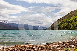 Panorama of Wanaka lake. South Island, New Zealand