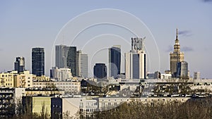 Panorama of Warsaw city from the hill