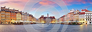 Panorama of Warsaw odl town square, Rynek Starego Miasta, Poland