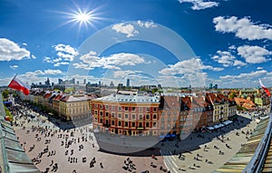 Panorama of Warsaw old and modern town. Poland