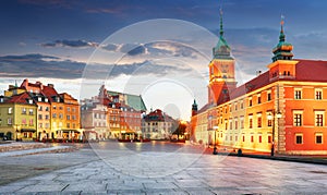 Panorama of Warsaw old town, Poland