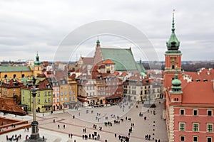 Panorama of Warsaw, tilt shift effect