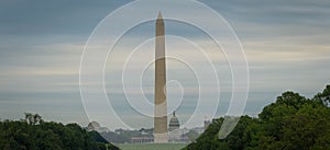 Panorama of the Washington Monument with the capitol of the United States in the distance