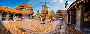 Panorama of Wat Phra That Doi Suthep or Phra That Doi Suthep temple in Chiang Mai province