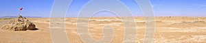 Panorama with water well in Sahara Desert, Morocco
