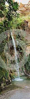 Panorama of the waterfall Nature Reserve Ein Gedi