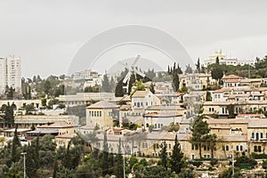 Panorama of West Jerusalem Yemin Moshe neighborhood .