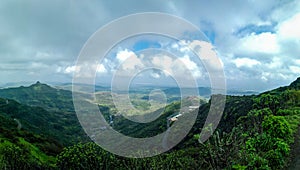 Panorama of Western ghats from fort in India