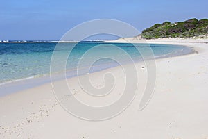 Panorama of the white sandy beach at Munglinup, Esperance, Western Australia
