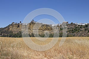 Panorama of white village Arcos de la Frontera, Andalusia, Spain