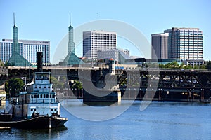 Panorama at the Willamette River in Downtown Portland, Oregon