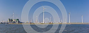 Panorama of wind urbines in Eemshaven
