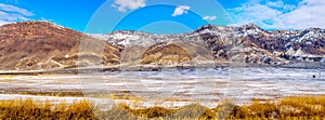 Panorama of Winter Landscape in the semi desert of the Thompson River Valley between Kamloops and Cache Creek in British Columbia